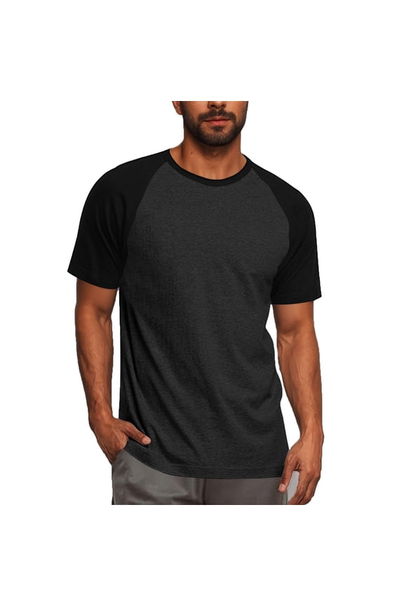 Men Raglan Baseball Tee Short Sleeve Casual T-Shirt Fashion Basic Summer Sports Athletic Loose Fit Top