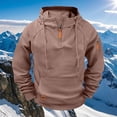 thumbnail image 1 of Men Raglan Pullover Multiple Pockets Half Zipper Sport Hoodie Solid Coat for Winter, 1 of 8