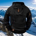 thumbnail image 1 of Men Raglan Pullover Multiple Pockets Half Zipper Sport Hoodie Solid Coat for Winter, 1 of 8