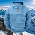 thumbnail image 1 of Men Raglan Pullover Multiple Pockets Half Zipper Sport Hoodie Solid Coat for Winter, 1 of 8
