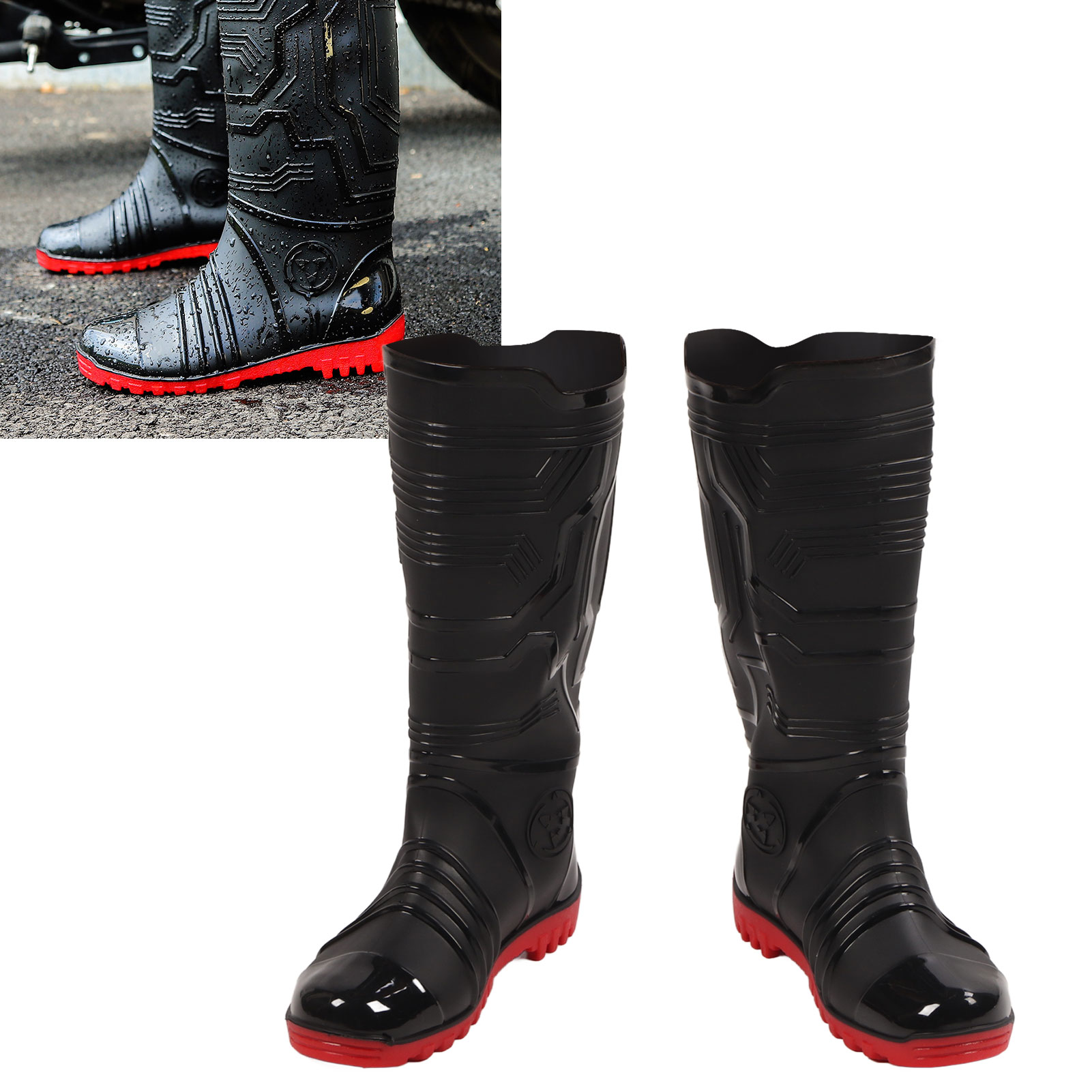 Men Rain Boots, Waterproof ABS Tall Rain Boots With Plush, Breathable