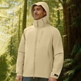 thumbnail image 1 of Men Rain Jacket Mens jacket Man Solid Color Windproof Water Prooft Zipper Pocket Drawstring Hooded Outdoor Jacket Coat Mens Tops Casual Stylish Fashion Comfy Rainwaterproof Jacket Men Zip Up jacket, 1 of 9