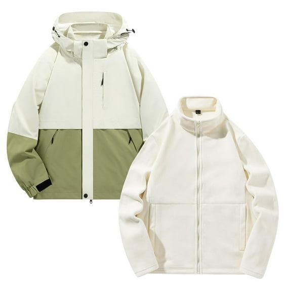 Men Rain Jacket Mens jacket Men's Outdoor Solid Color Windproof Removable Inner Liner Pocket Zipper Jacket,Men's jackets Oversized Tops for Men Fashion Cool Jackets for Men Jackets for Women Trendy