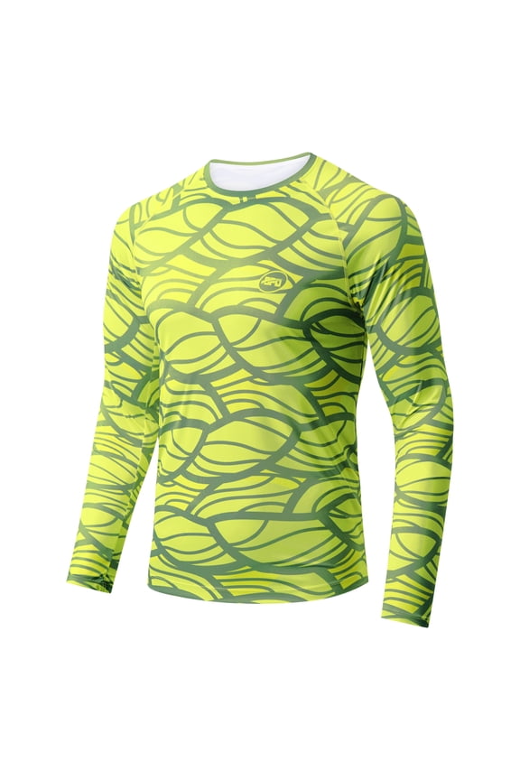 Mens Rash Guard Long Sleeve Sun Protection Fishing Shirts for Men Quick Dry Mens Swimming Shirts Yellow L