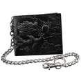 thumbnail image 1 of Men Real Leather Vintage Dragon Wallet Card Holder Purse With Chain Black, 1 of 6