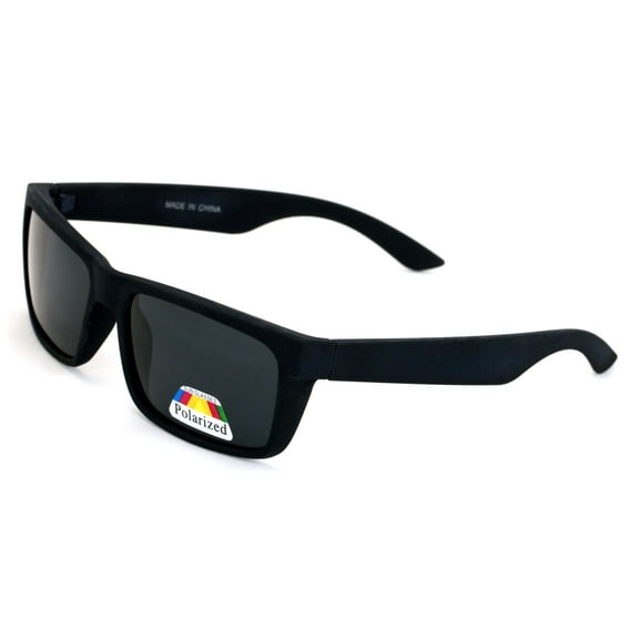 Men Rectangular Matte Black Soft Polarized Sunglasses - UV400 Protection Biker
