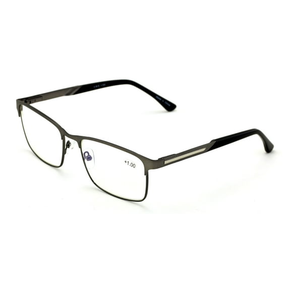 Men Rectangular Stainless Steel Reading Glasses Anti Blue Ray Lens - Computer Reader - Wide Fitment