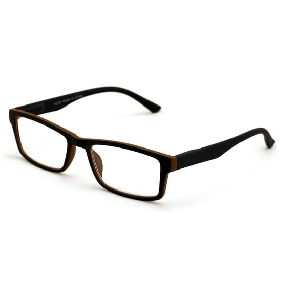 Men Rectangular Unisex Readers with Spring Hinge - Soft Matte Reading Glasses - Spring Hinge +2.25