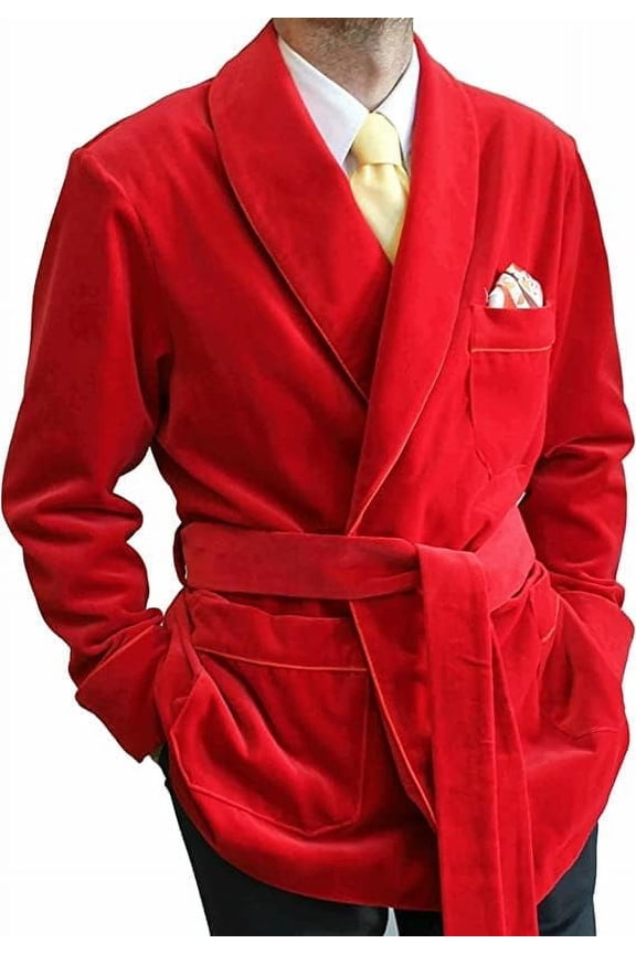 Men Red Velvet Smoking Christmas Jackets,Smoking Dinner Smoking Best Gift for Christmas 