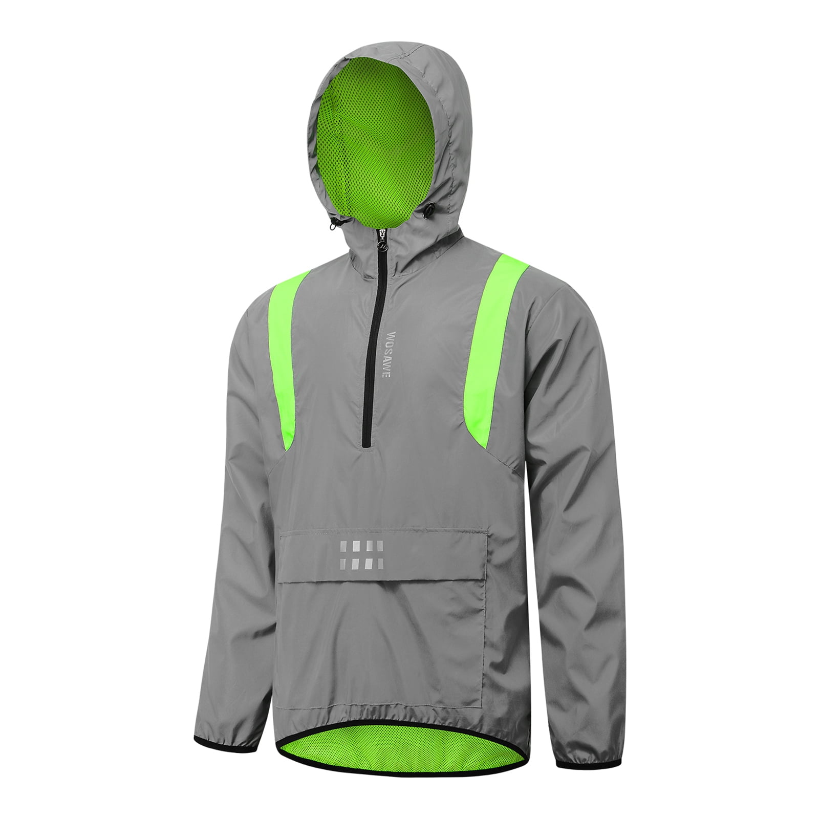 Men Full Reflective Cycling Jacket High Visibility Windbreaker Night Sport  Coat