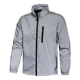 thumbnail image 1 of Men Reflective Running Jacket, Lightweight Windbreaker with Zipper Pocket, Full Zip Track Jacket Big and Tall Size XS-3XL Gray, 1 of 9
