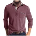 thumbnail image 1 of Men Regular-Fit Cotton Polo Shirts Stretch Long Sleeve T Shirts Casual Button Down Collar Golf Shirt Soild Basic Fall Top with Pocket, 1 of 7