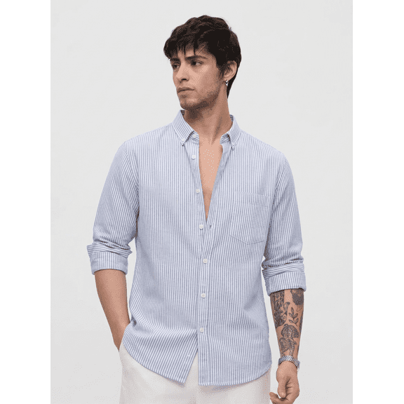 Men Regular Fit Striped Cotton Linen Shirts
