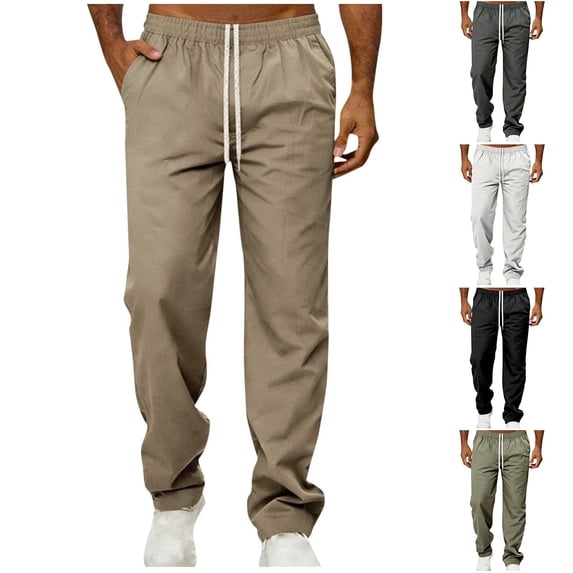 Men Relaxed Cargo Joggers Multi-Pocket Work Pants Elastic Waist Drawstring Loose Fit Cargo Pants Quick Dry Lightweight Breathable Stretchy Casual Daily Outdoor Hiking Athletic