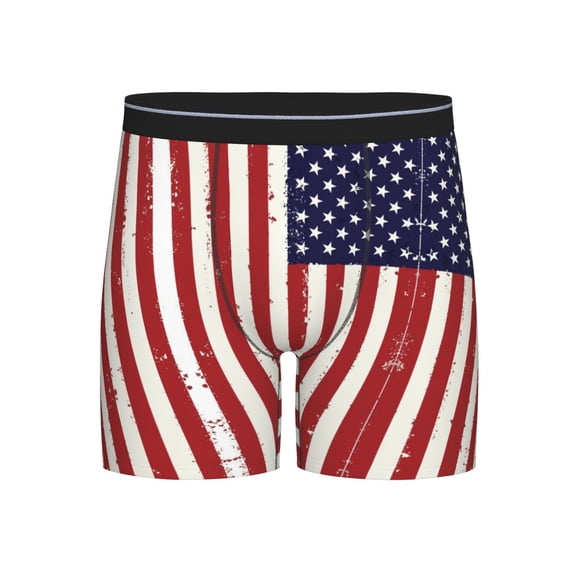 Men Retro America Flag Boxer Briefs Novelty Boxer Shorts Underwear No Fly