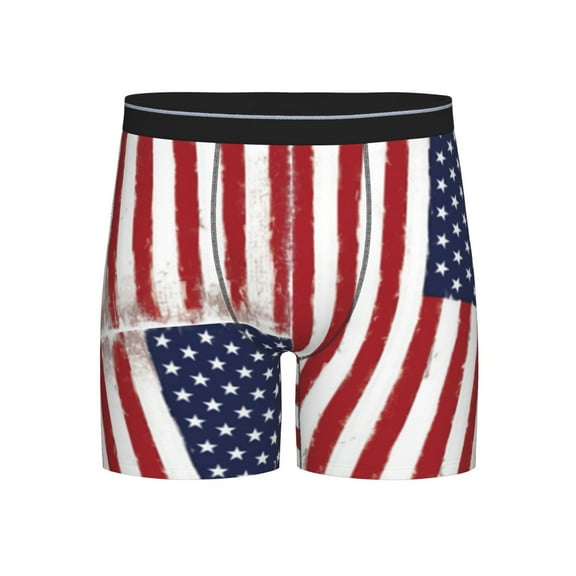 Men Retro-America-Flag Boxer Briefs Novelty Boxer Shorts Underwear No Fly