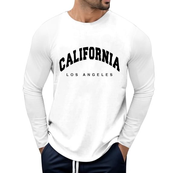 Men Retro Graphic Print Long Sleeve T-Shirt Autumn Winter Fashion Casual Round Neck Top Tee