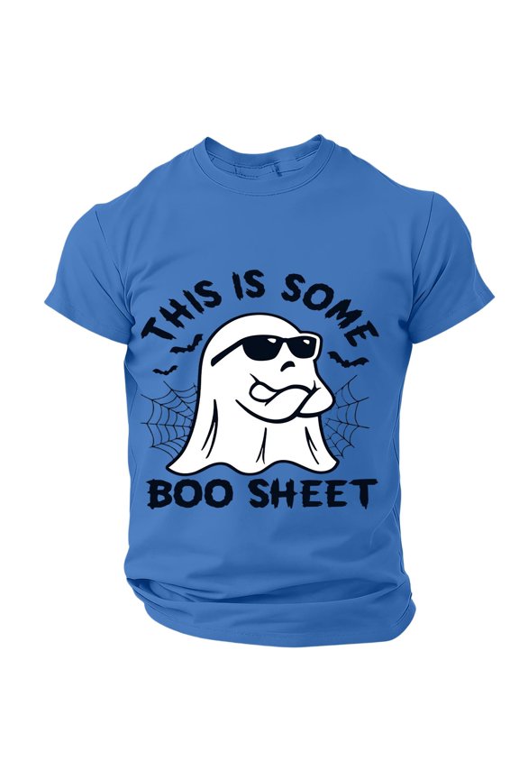 Men Retro Halloween Costume Short Sleeve Tee, This is Some Boo Sheet Funny Ghost Graphic Casual T Shirts Party Favor for Men