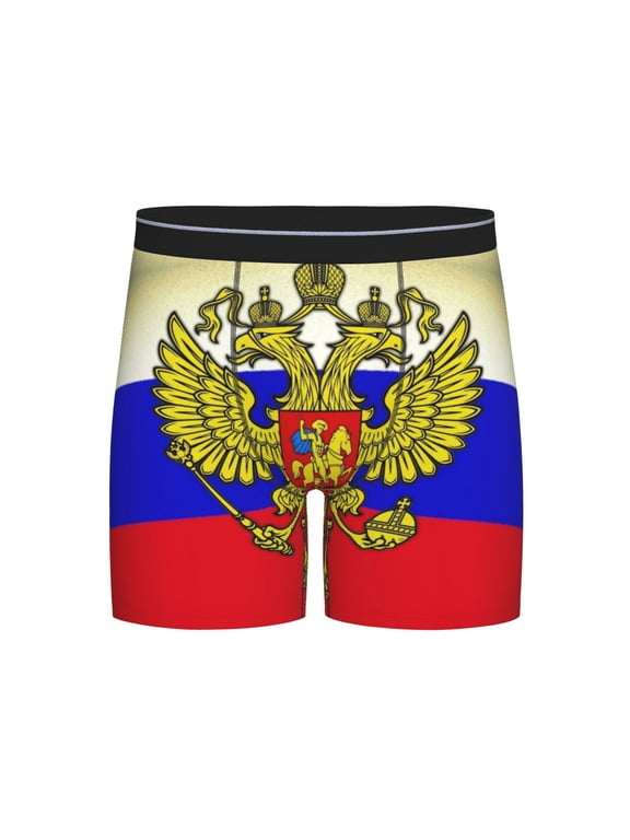Men Retro Russian Flag Boxer Briefs Novelty Boxer Shorts Underwear No Fly