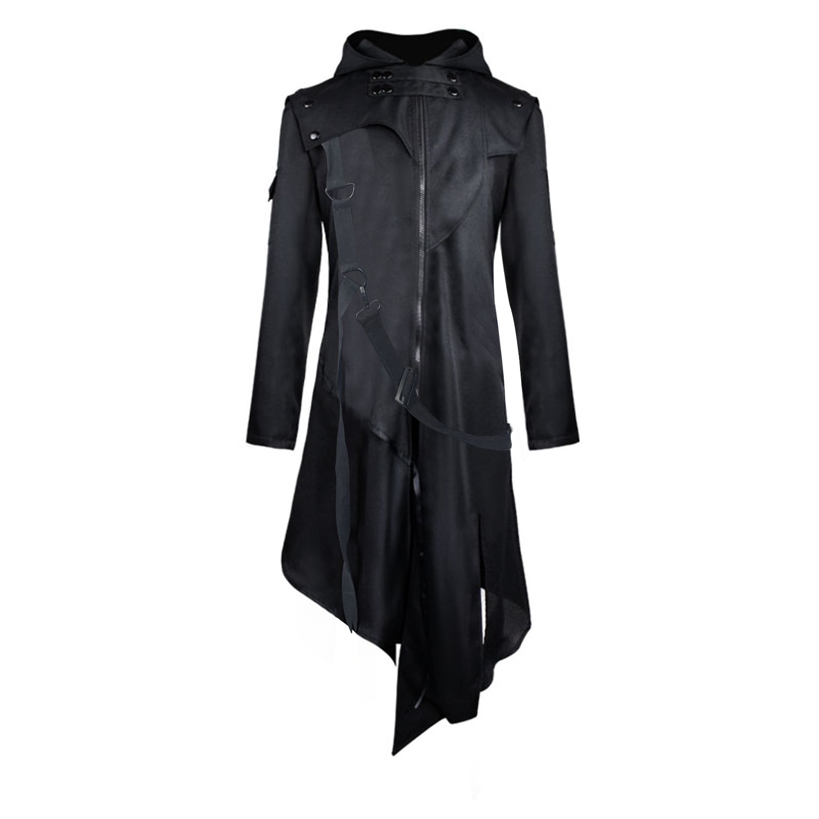 Men Retro Steam Punk Gothic Cape Jacket Long Sleeve Hooded Cape Cloak