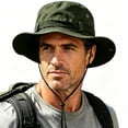 thumbnail image 1 of Men Retro Tactical Wide Brim Bucket Hat, Foldable Windproof Sun Hat for Hiking Fishing Outdoor Camping Army Green Free Size, 1 of 5