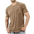 thumbnail image 1 of Men Retro Tshirts Oversized Short Sleeve Washed Tops Distressed Crewneck Pullover Tees with Chest Pocket, 1 of 5