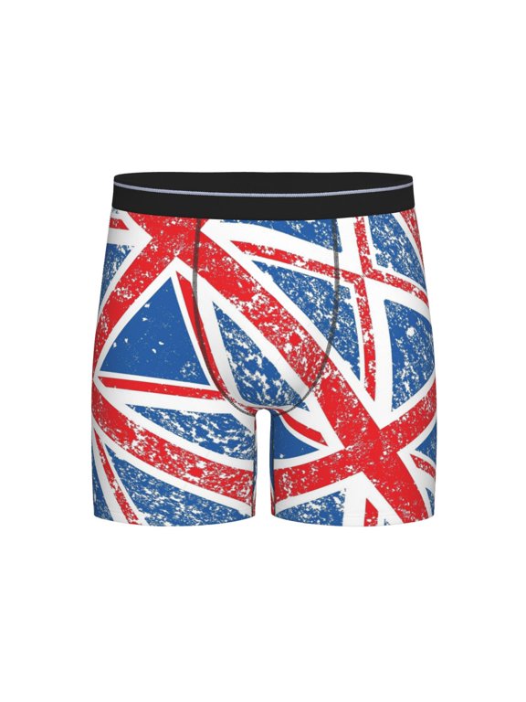 Men Retro Union-Jack Flag Boxer Briefs Novelty Boxer Shorts Underwear No Fly