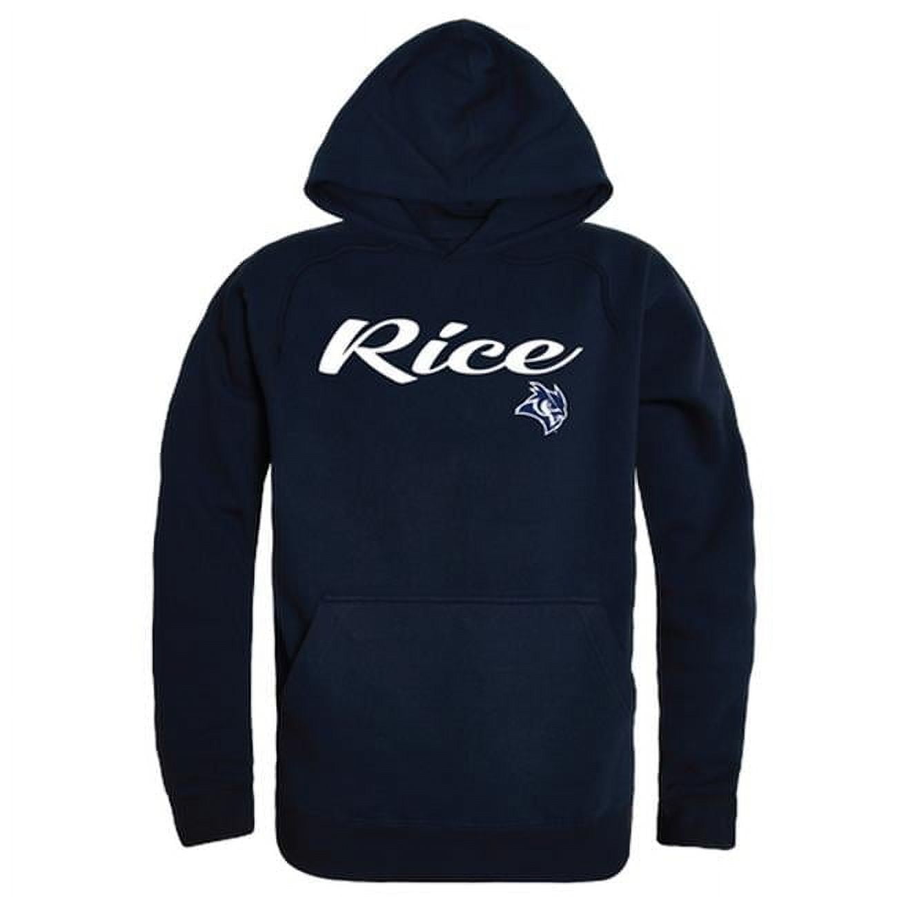 Men Rice Owls Script Hoodie, Navy Small