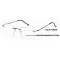 thumbnail image 1 of Men Progressive No Line Multifocus Rimless Metal Reading Glasses – Tri-Focal Reader - Half Power On Top +2.25, 1 of 4