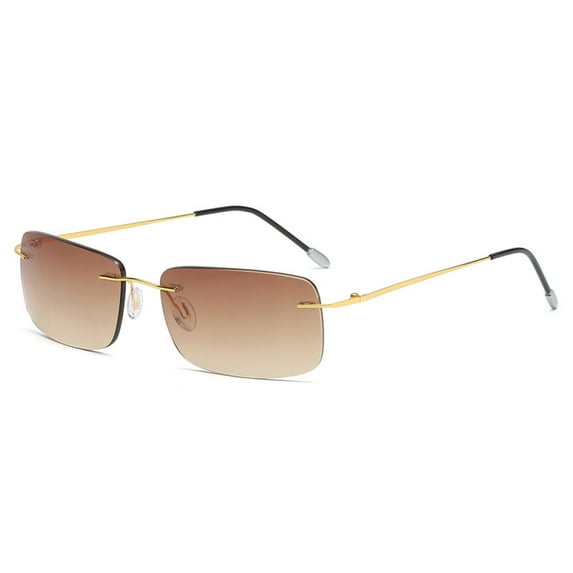 Men Rimless Rimless BIFOCAL Sunglasses Rectangle Brown Reading Glasses 2.50 Oversized Metal Shades Readers +2.50 UV