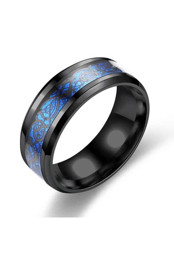 Men Ring Glossy Simple Jewelry Accessory Dragon Pattern Glowing Ring for Dating