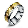 thumbnail image 1 of Men Ring Glossy Simple Jewelry Accessory Dragon Pattern Glowing Ring for Dating, 1 of 7