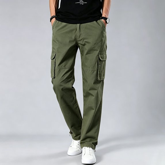 Men Ripstop Cargo Work Pants Tapered Breathable Multi Pocket Outdoor Utility Trousers S-XXL