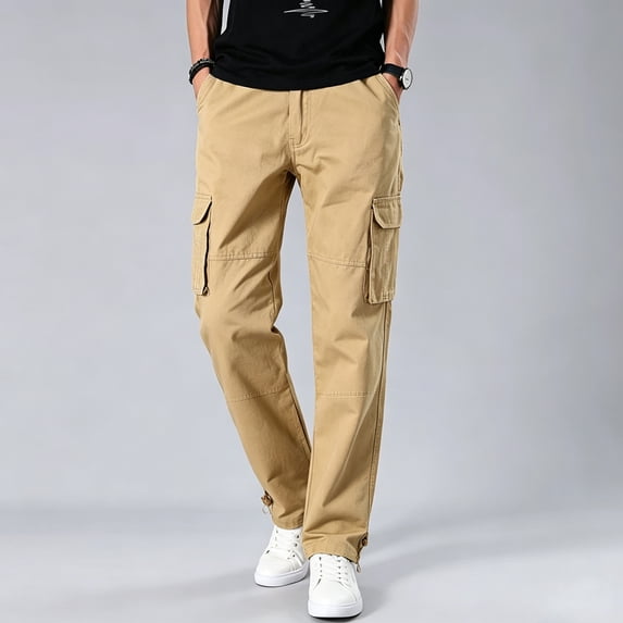 Men Ripstop Cargo Work Pants Tapered Breathable Multi Pocket Outdoor Utility Trousers S-XXL