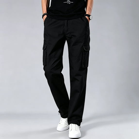 Men Ripstop Cargo Work Pants Tapered Breathable Multi Pocket Outdoor Utility Trousers S-XXL