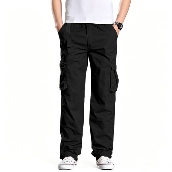 Men Ripstop Multi Utility Cargo Pants Stretch Tapered Breathable Multi Pocket Daily Pants S-XXL(without belt)