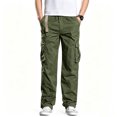 thumbnail image 1 of Men Ripstop Multi Utility Cargo Pants Stretch Tapered Breathable Multi Pocket Daily Pants S-XXL（without belt）, 1 of 10