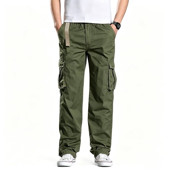 Men Ripstop Multi Utility Cargo Pants Stretch Tapered Breathable Multi Pocket Daily Pants S-XXL(without belt)