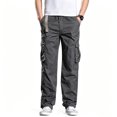thumbnail image 1 of Men Ripstop Multi Utility Cargo Pants Stretch Tapered Breathable Multi Pocket Daily Pants S-XXL（without belt）, 1 of 10