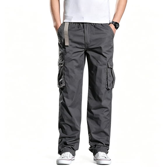 Men Ripstop Multi Utility Cargo Pants Stretch Tapered Breathable Multi Pocket Daily Pants S-XXL(without belt)