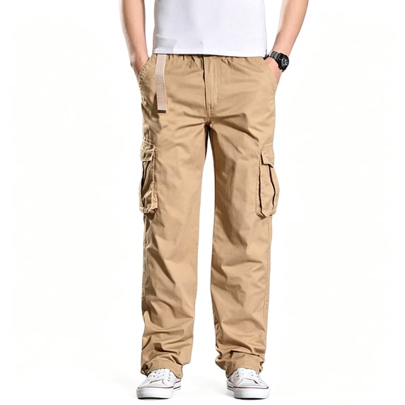 Men Ripstop Multi Utility Cargo Pants Stretch Tapered Breathable Multi Pocket Daily Pants S-XXL(without belt)