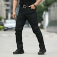 thumbnail image 1 of Men Ripstop Tactical Pants Multi Zipper Pockets Camo Outdoor Work Trousers Durable Hiking Pants For Fall Winter Black XL, 1 of 5