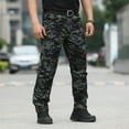 thumbnail image 1 of Men Ripstop Tactical Pants Multi Zipper Pockets Camo Outdoor Work Trousers Durable Hiking Pants For Fall Winter Green 2XL, 1 of 5