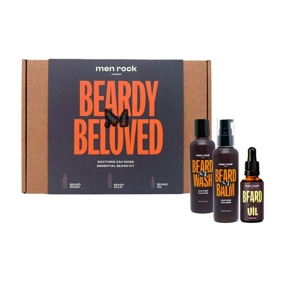 Men Rock Beardy Beloved Soothing Beard Kit, Beard Care, Oak Moss, 3 Pc