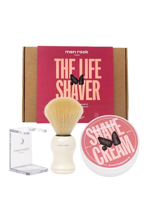 Essential Shaving Kit, Shaving Cream, Black Pomegranate, 3 Pc