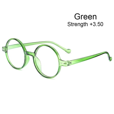 Men Round Frame Vision Care Women Far Sight Eyewear Anti-UV Blue Rays Reading Glasses Presbyopia Eyeglasses GREEN STRENGTH +3.50