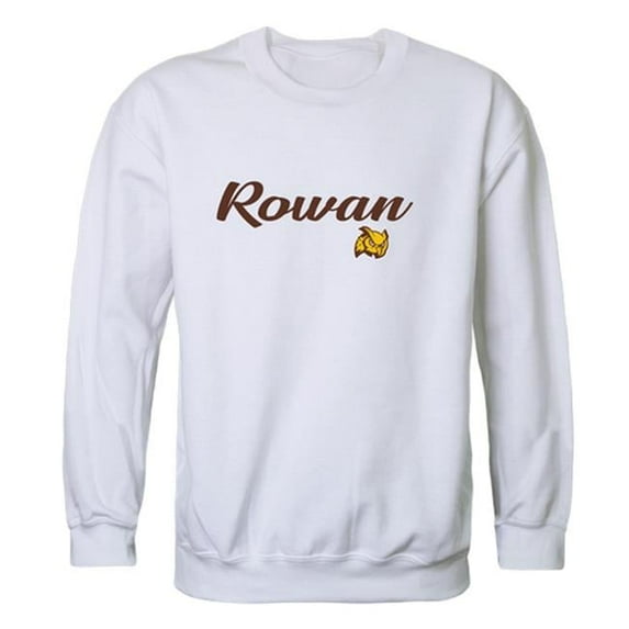 Men Rowan University Script Crew Fleece, White - Small