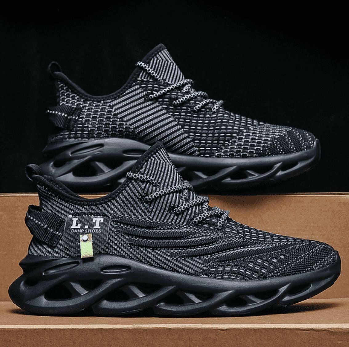Men Running Shoes Men's Tennis Shoes Lightweight Breathable Fashion Sneakers Non Slip Workout Training Shoes for Running Black