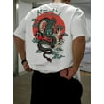 thumbnail image 1 of Men'S 100% Polyester Short-Sleeve T-Shirt, Loose Fit, Japanese Anime Dragon Print, Casual Crew Neck Top, Spring/Summer Outdoor Wear, Casual Wear|Anime Graphic Tee|Bold Graphic Prin, 1 of 5