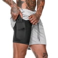 thumbnail image 1 of Men'S 2 In 1 Workout Running Shorts Lightweight Training Yoga Gym 7" Short With Zipper Pockets Gray XL, 1 of 2
